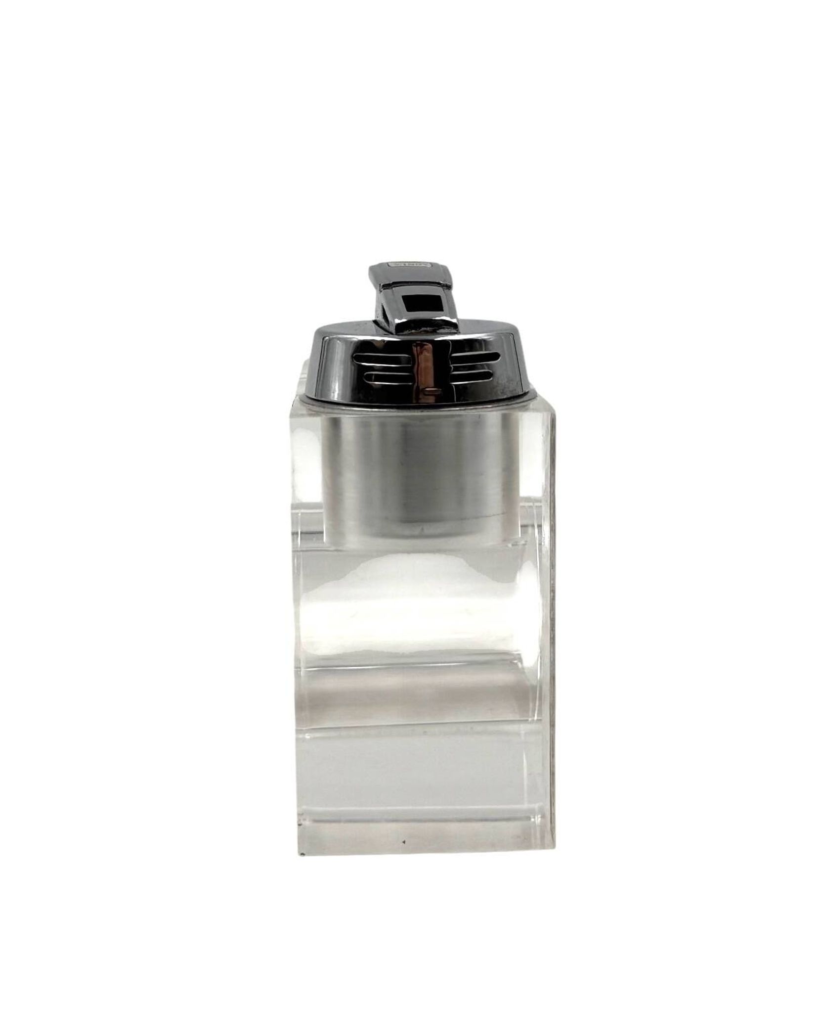 Briquet de table en lucite transparent de l'ère spatiale, Italie des années 1970
