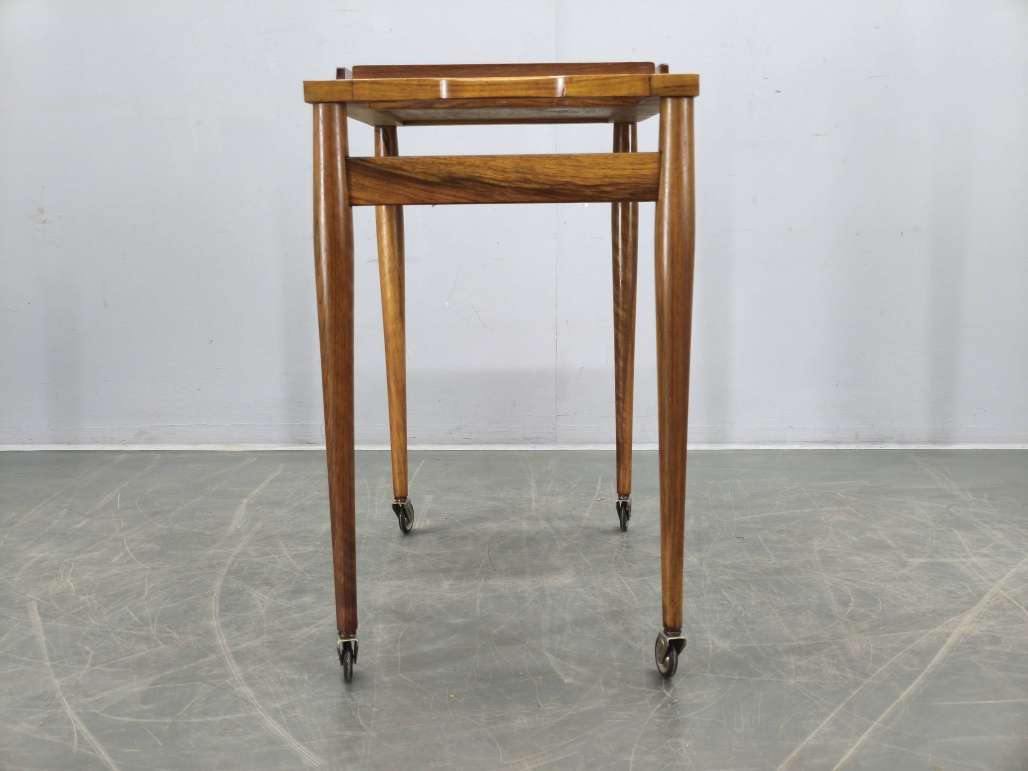Mid Century Walnut Serving Cart, Czechoslovakia, 1970s