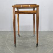 Mid Century Walnut Serving Cart, Czechoslovakia, 1970s