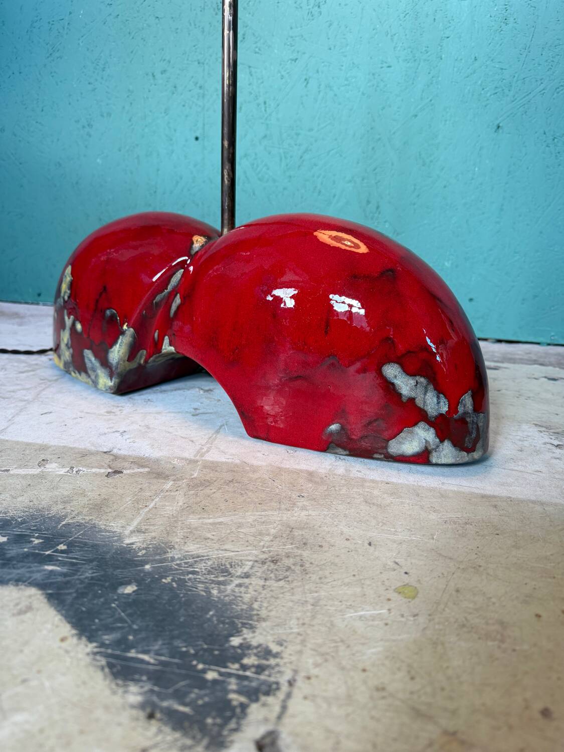 A unique, one-of-a-kind artist-made ceramic floor lamp