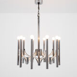 Orbit chandelier in metal and white from Sciolari 1970s