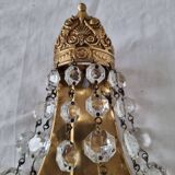 Vintage Empire Style 1950s Wall Lamp or Sconce in Gold Brass and Scream