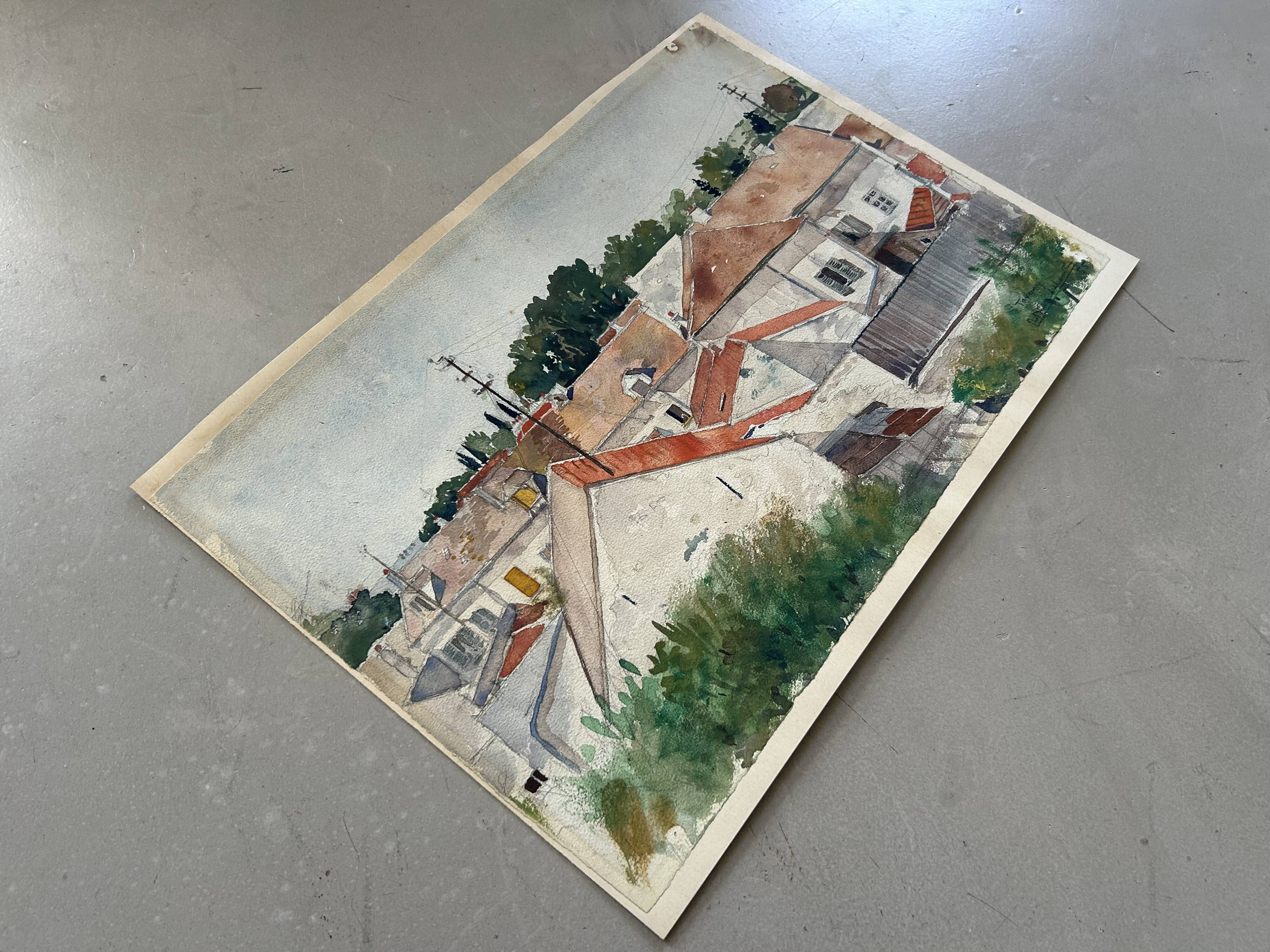 Signed watercolor, dated 1955 / Taverny