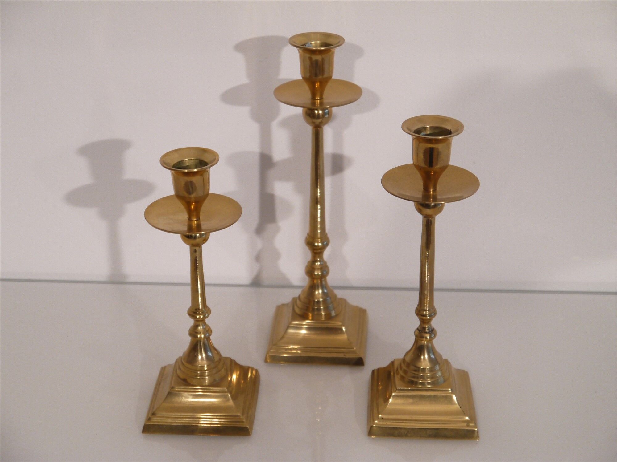 Lot of vintage Scandinavian brass candlesticks