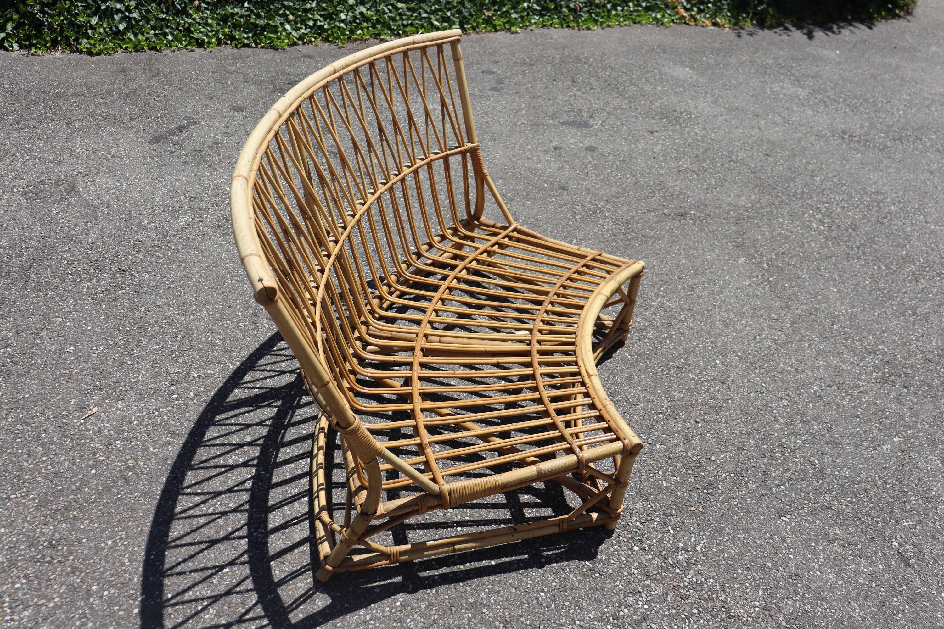 Vintage rattan sofa by Audoux Minet