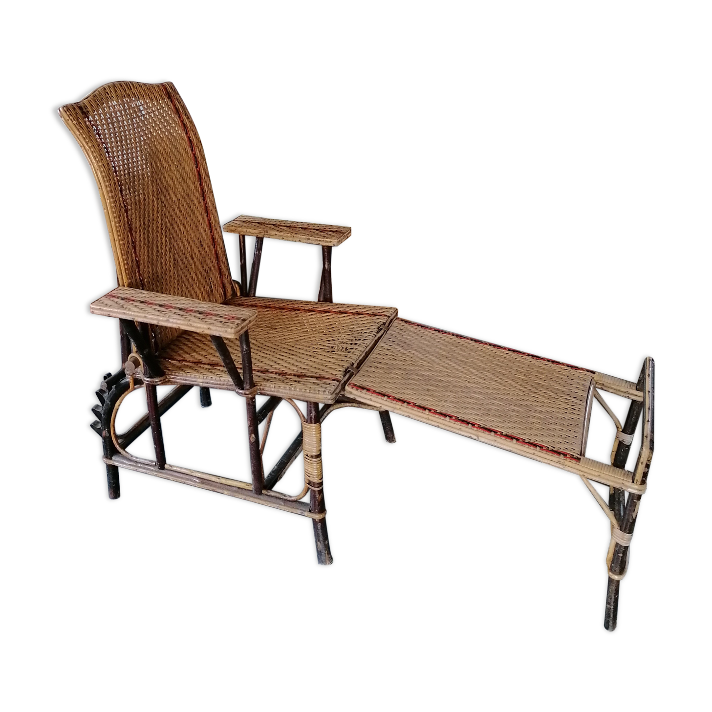 Chaise longue fauteuil rotin 1900's