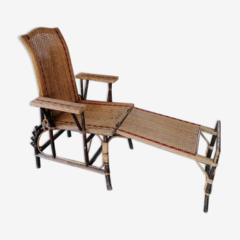 Chaise longue fauteuil rotin 1900's