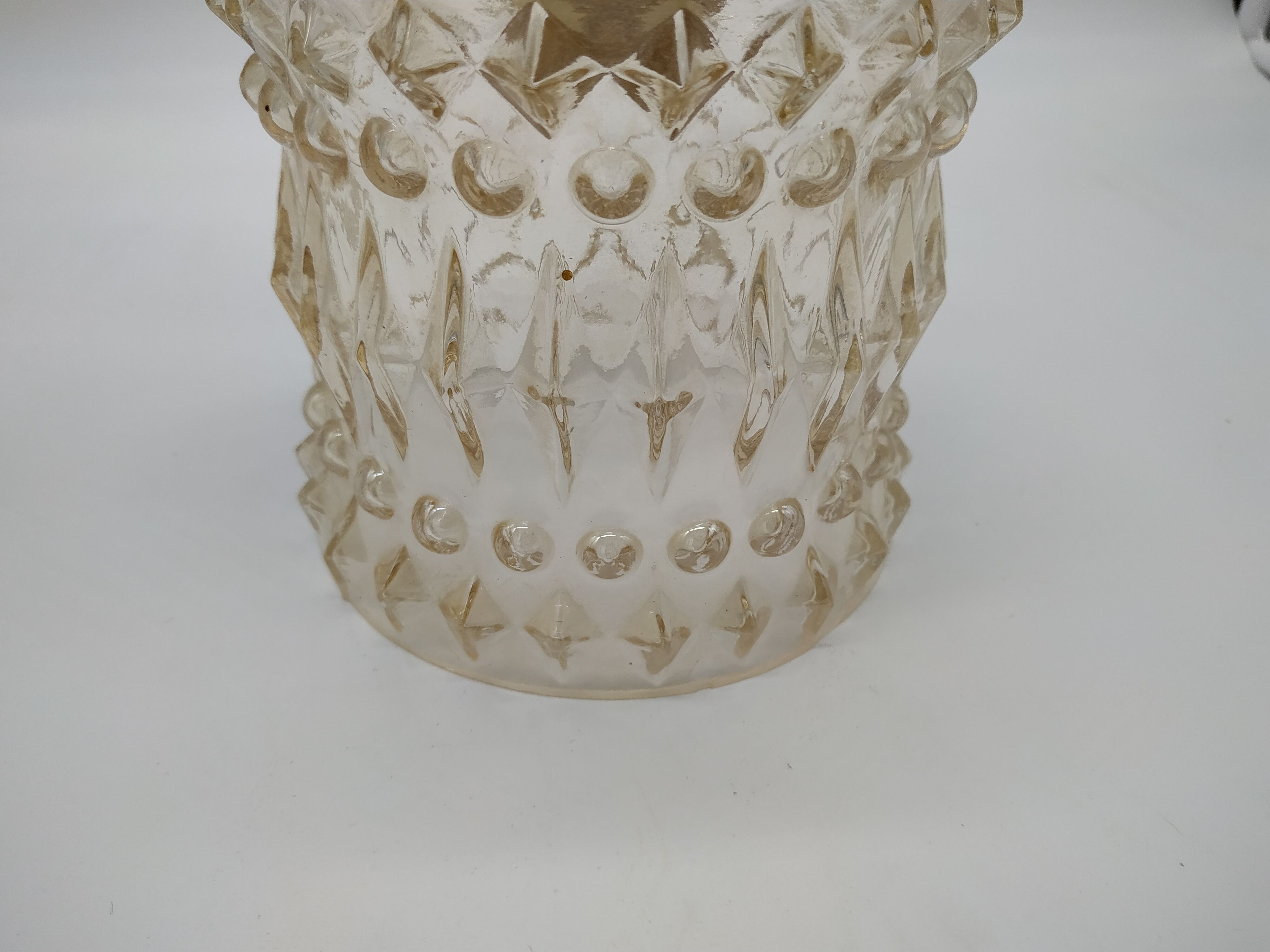 Vintage seventies pendant lamp in pressed molded glass