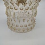 Vintage seventies pendant lamp in pressed molded glass