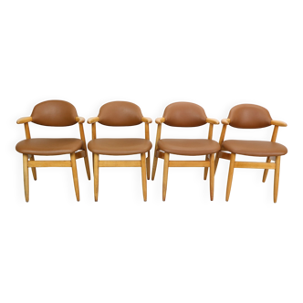 Set of 4 Tijsseling Cowhorn Chair Propos Hulmefa, the Netherlands, 1960
