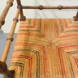 Vintage Art Deco wood and straw corner chair, 1930s