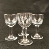 Set de 4 verres à liqueur anciens fait main
