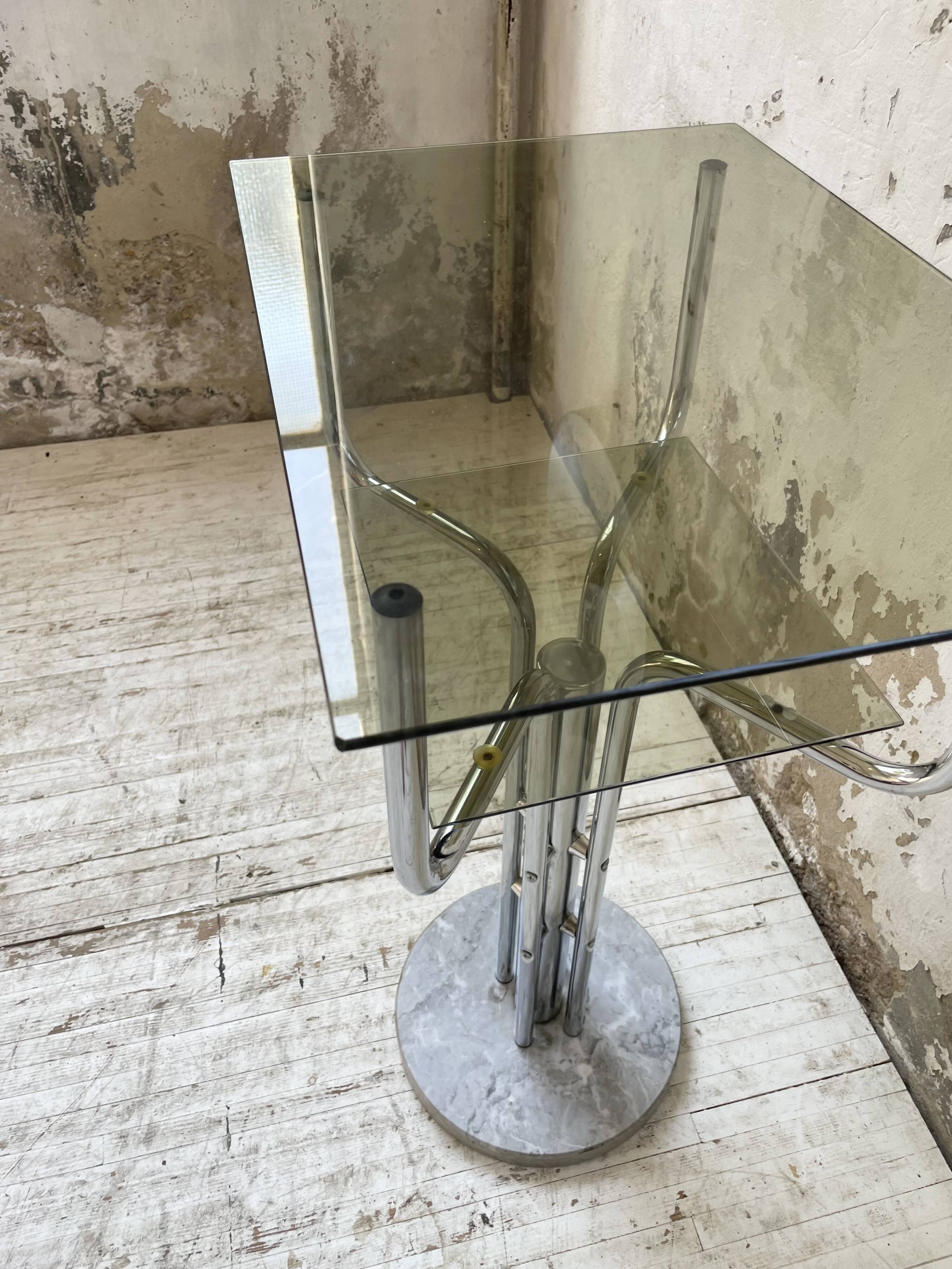 80s glass and marble console