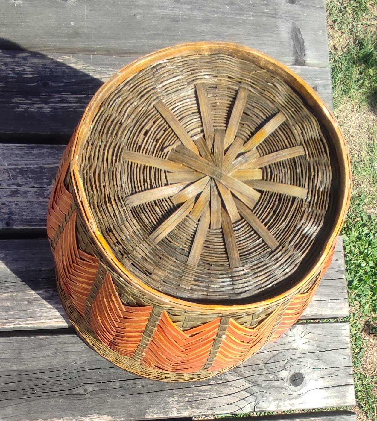 Vintage wicker and rattan cache-pot basket Bohemian Décor 70s