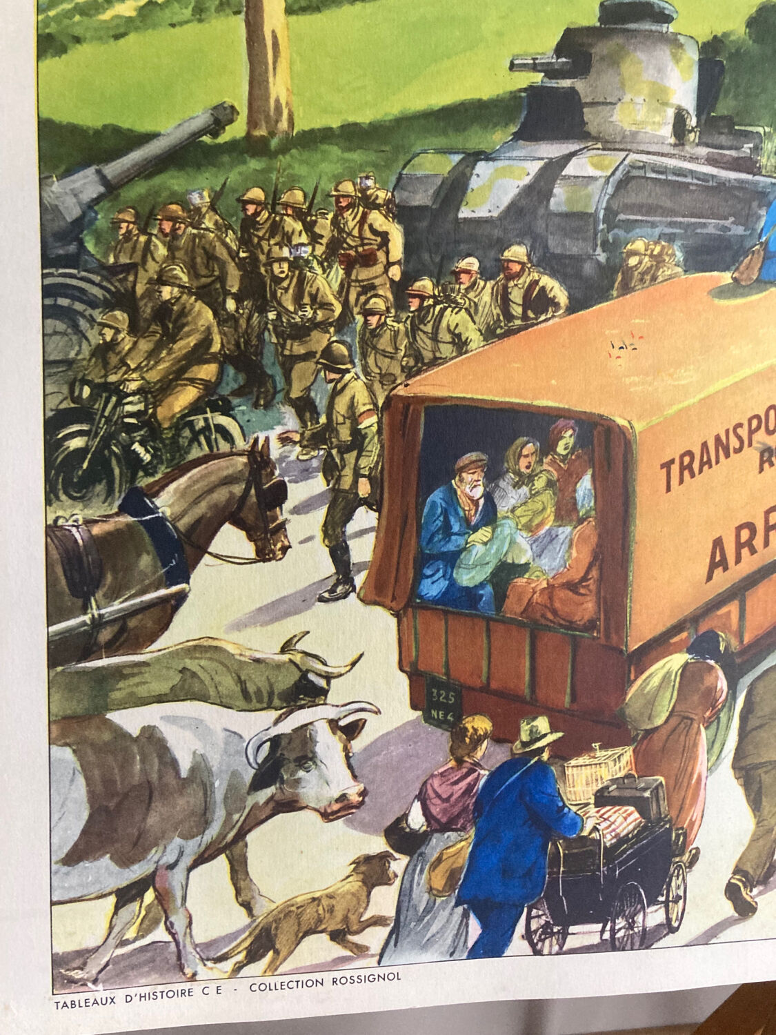 Double-sided school poster signed herouar collection rossignol verdun june 1940