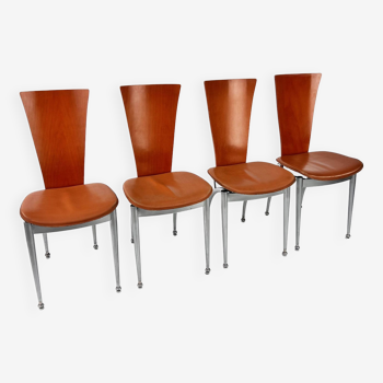 Postmodern Set of 4 Dining Chairs, 1980s