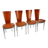 Postmodern Set of 4 Dining Chairs, 1980s
