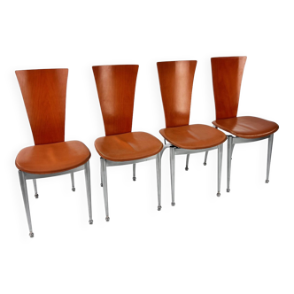 Ensemble postmoderne de 4 chaises de salle à manger, 1980s