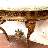 Louis XVI style console in gilded wood 20th century Veined green marble top