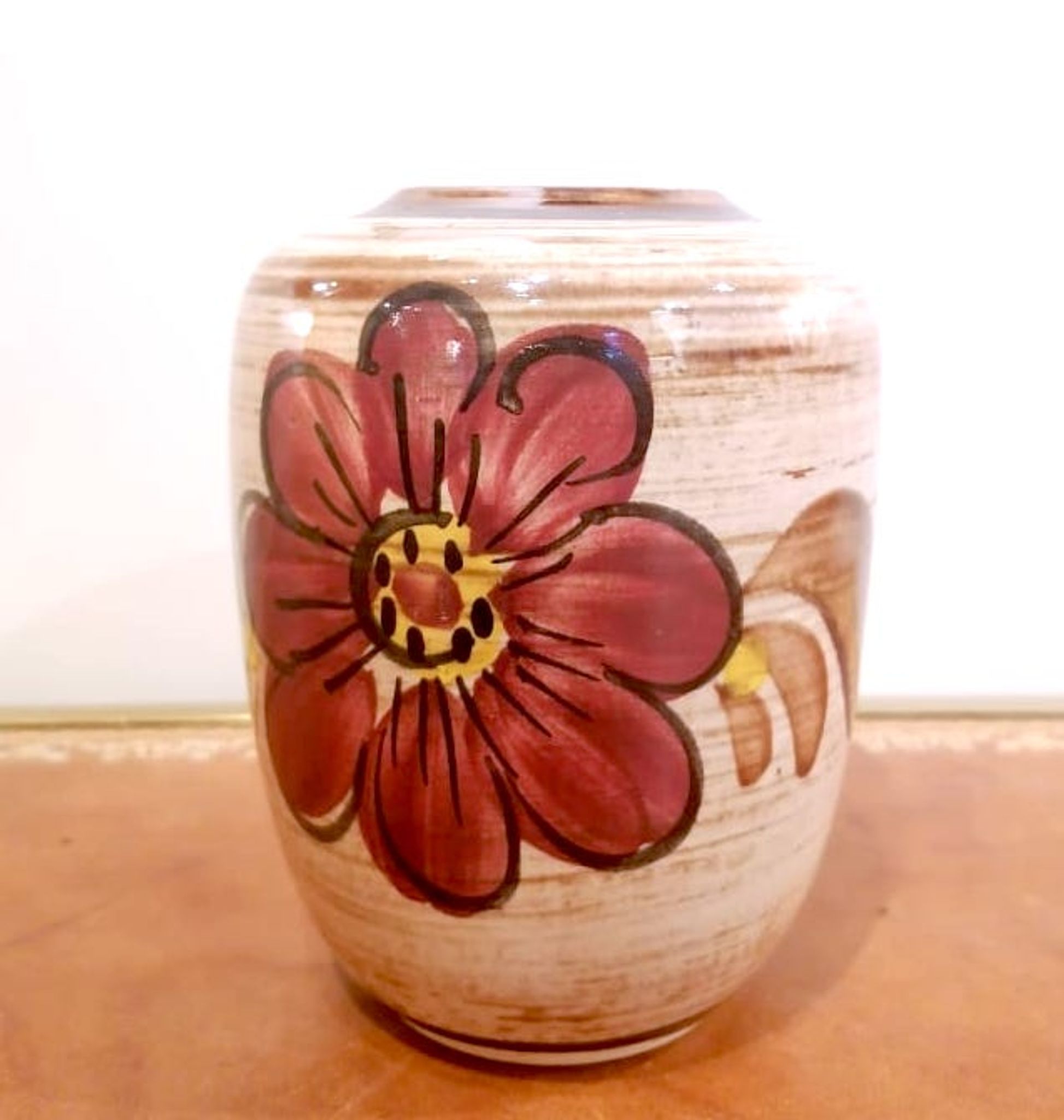 Vase vintage en céramique à fleurs