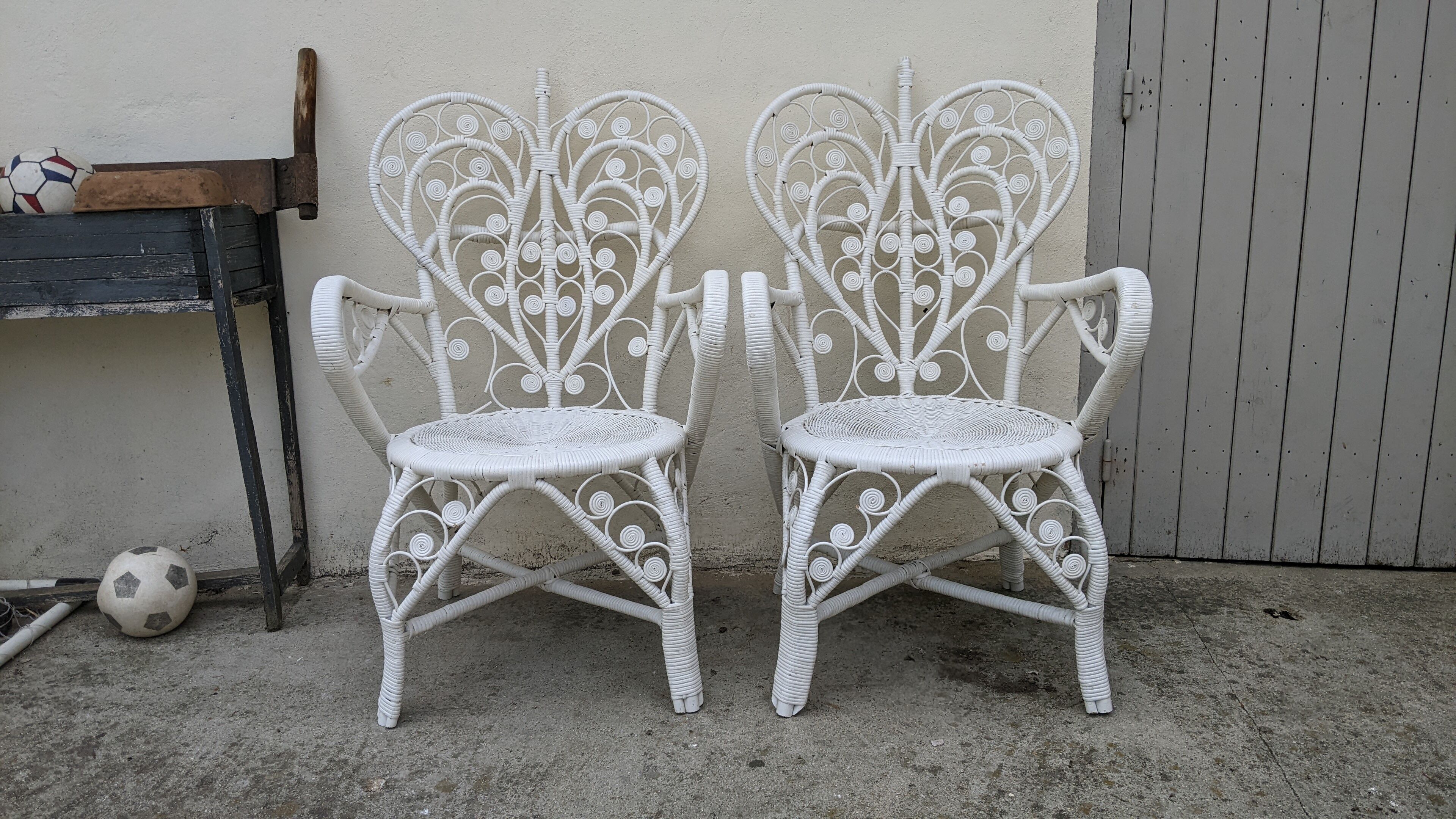 Peacock rattan armchairs