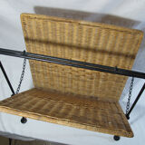 Vintage magazine rack in metal and wicker