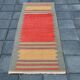 2x6 Kilim Salmon & Red Modern Decorative Wool Kilim Rug, 73x188 Cm