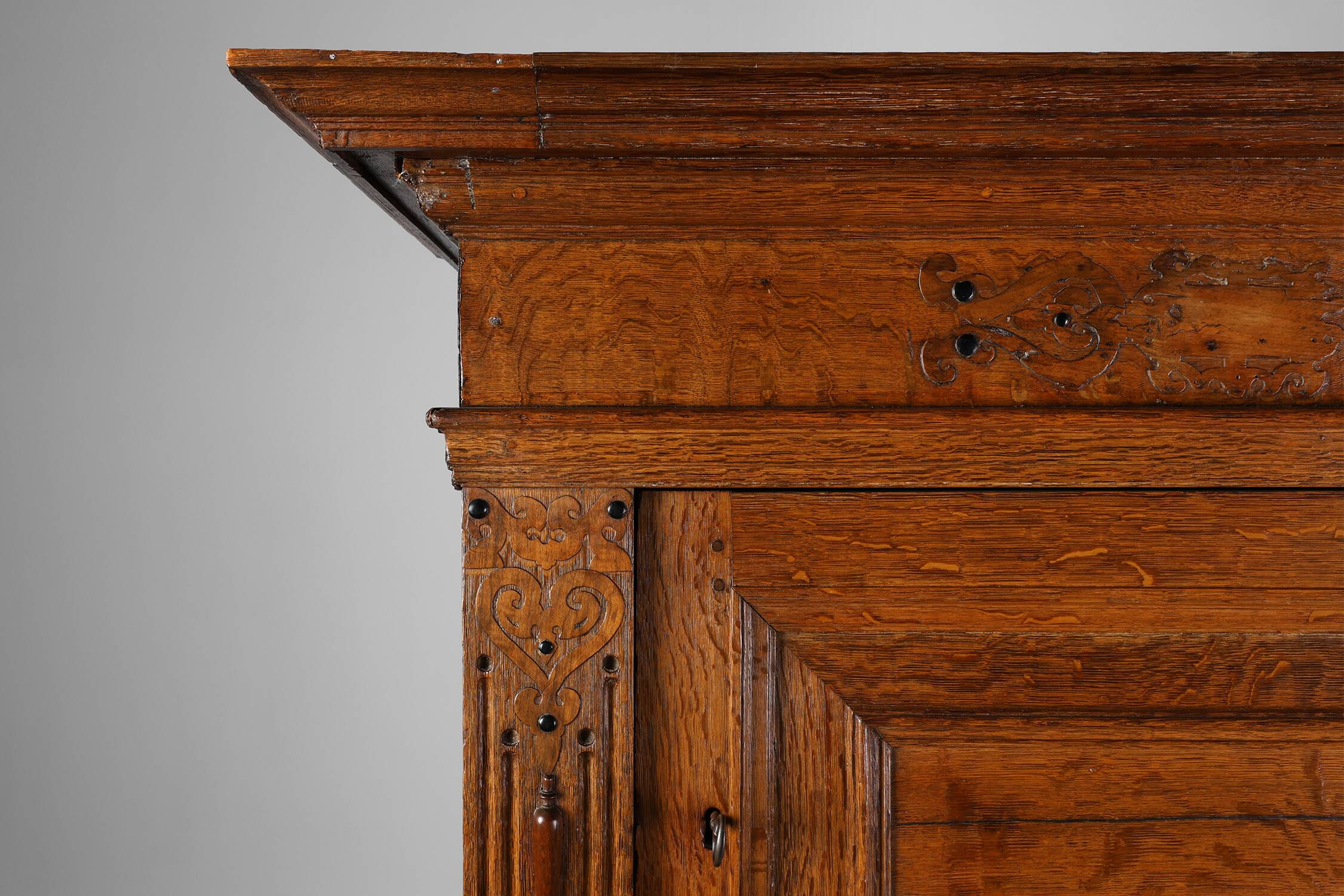 17th Century Belgian Renaissance Oak Cabinet with Concealed Lock
