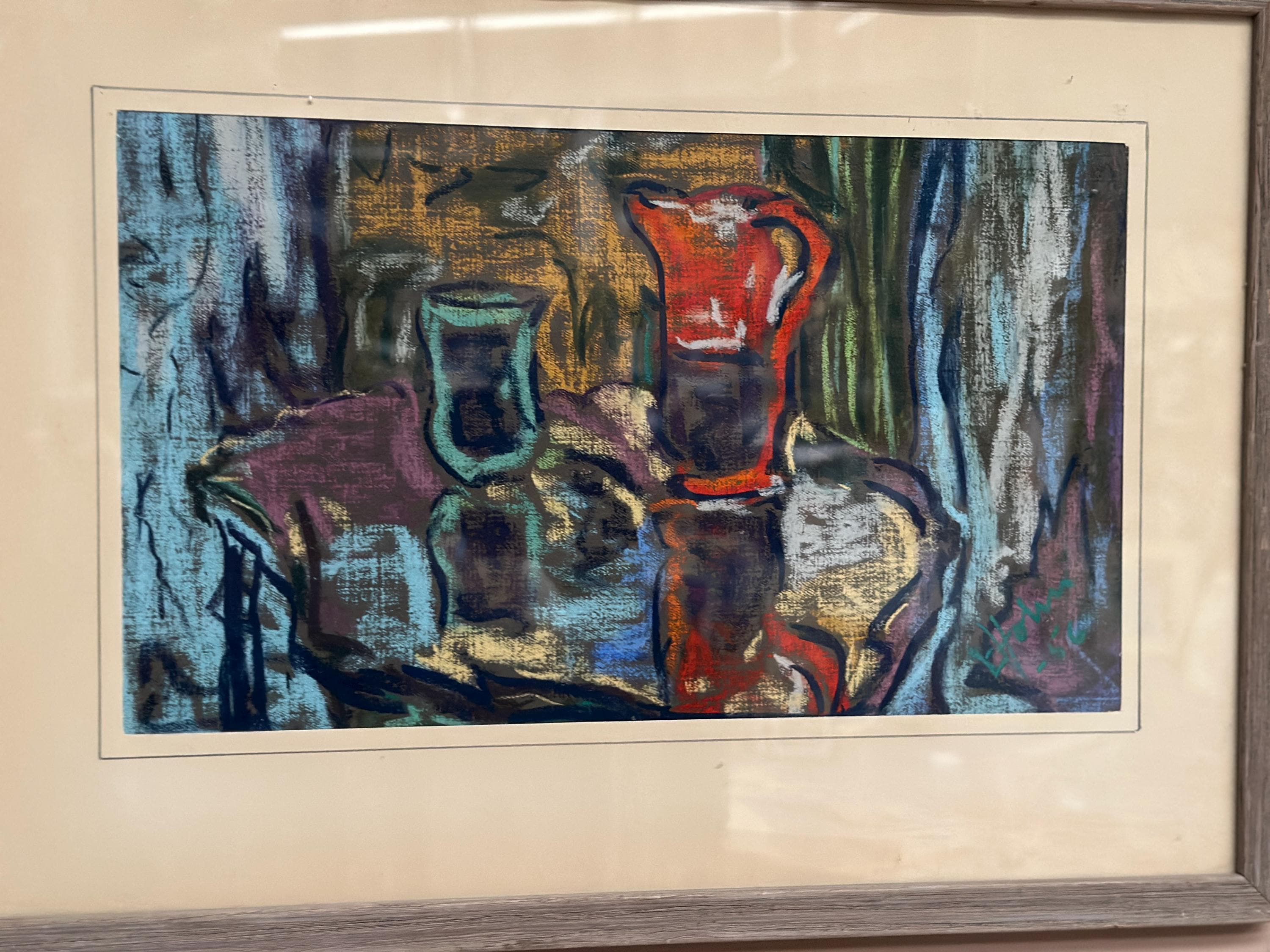 Nature morte originale suédoise sur papier — Arrangement doux par E. Holm — Milieu du siècle — Verni — 37 × 27 cm (14,6" × 10,6")