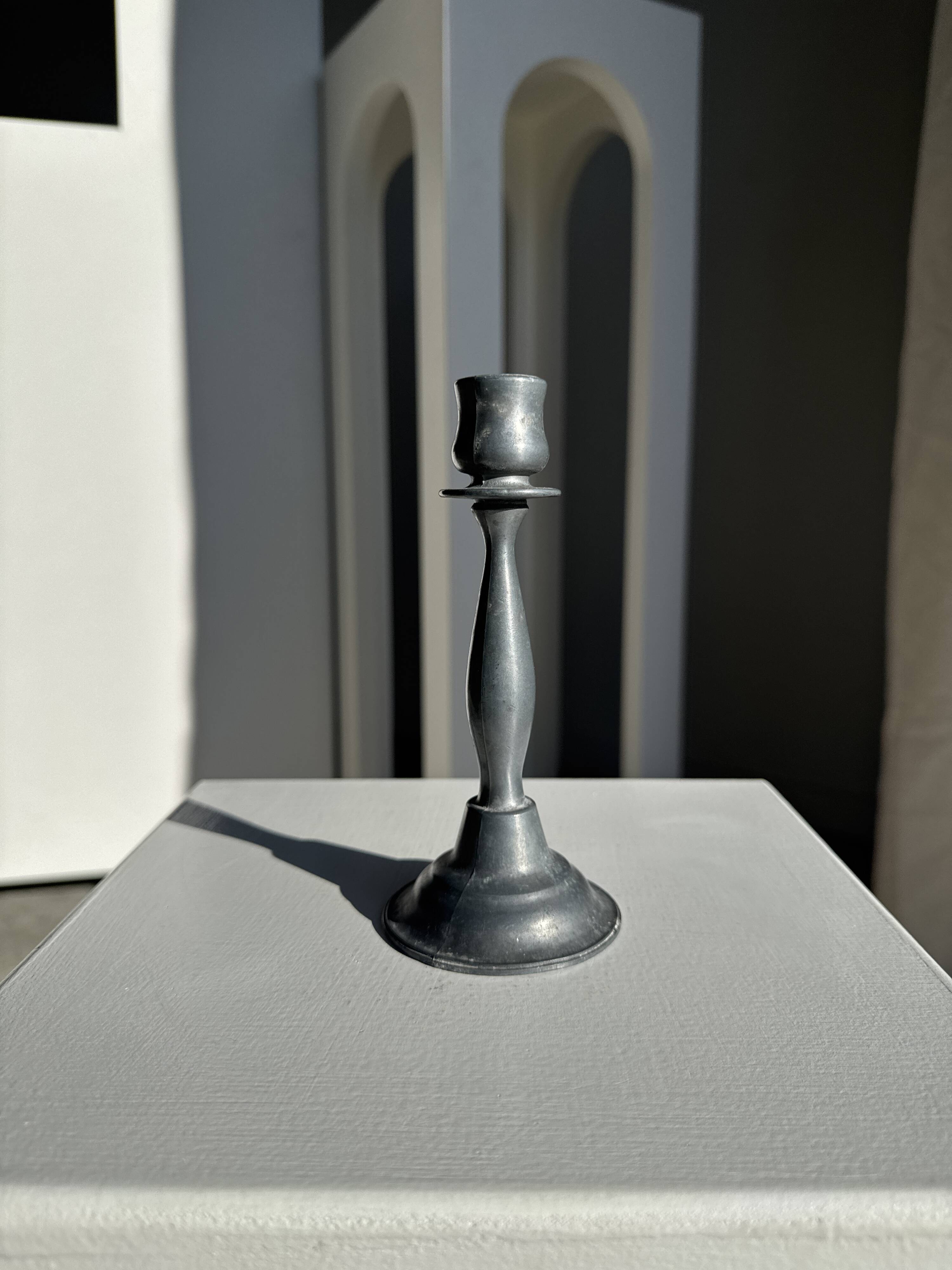 Pair of small fine candlesticks in tin H15.5