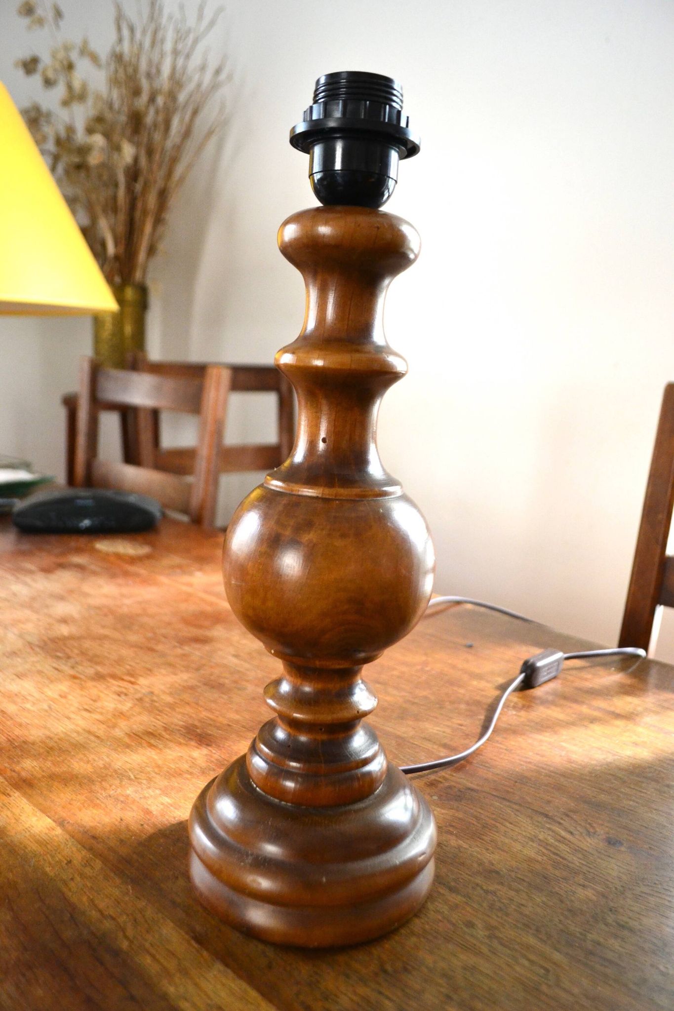1960s turned wooden lamp base