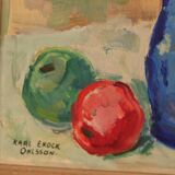 Original mid-century Swedish oil on panel – “Tea” by Karl Enoch Ohlsson – vintage & framed – 56 × 64 cm