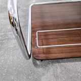 Table basse bauhaus en noyer des années 1970