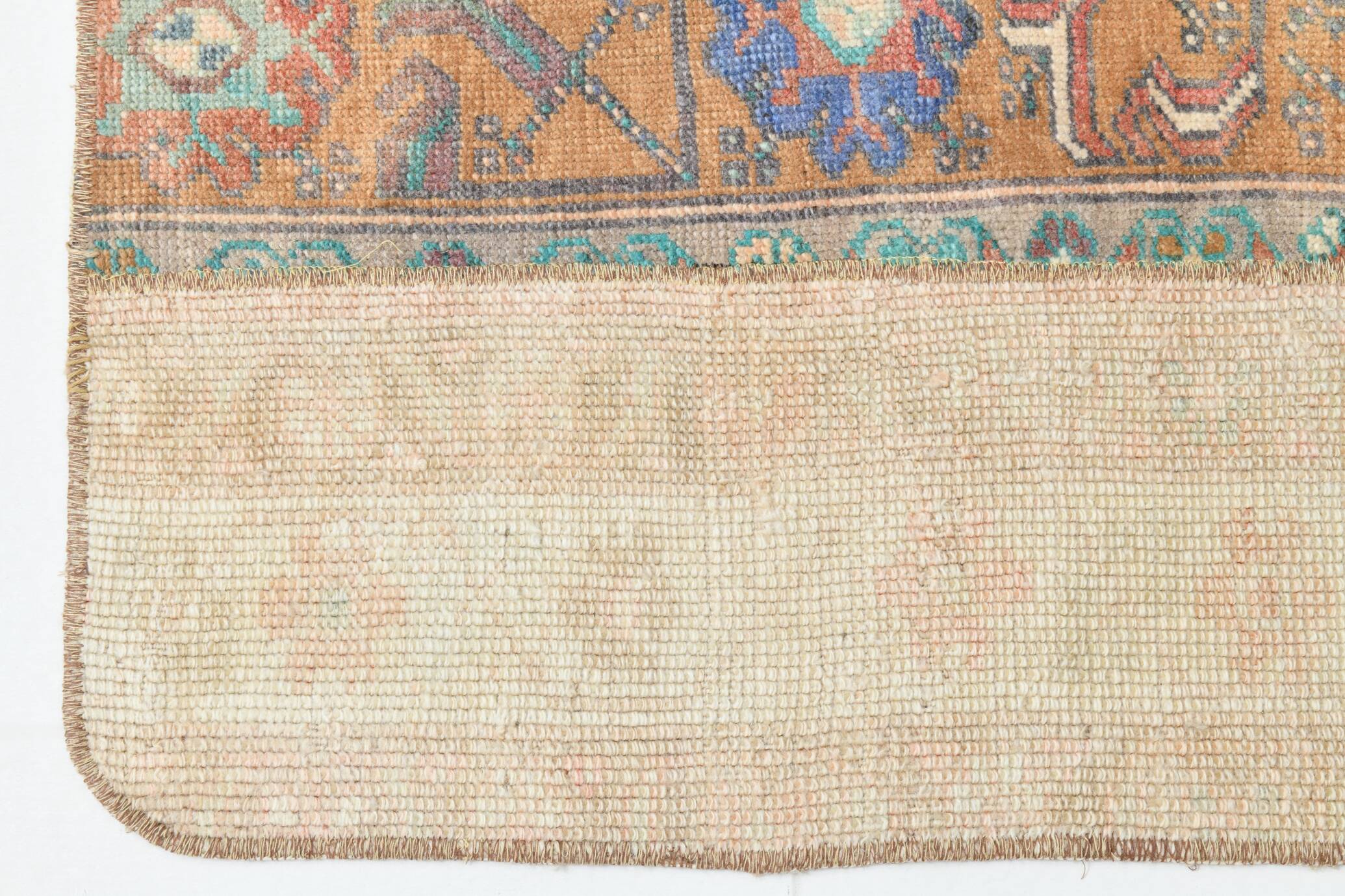 Vintage Brown Beige Turkish Vintage Runner Rug, 67x254Cm
