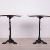 Art nouveu cast iron and marble pedestal table