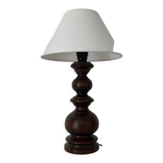 Turned wooden lamp
