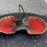 Servant in the shape of an enamelled ceramic shell and forged iron in vintage Vallauris style