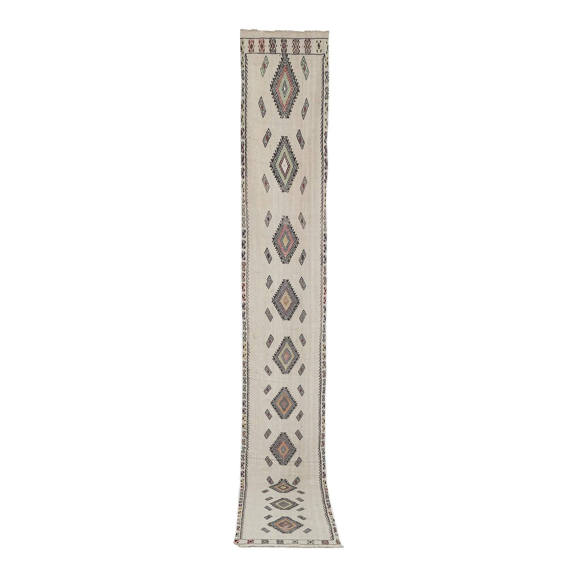 Vintage Turkish hallway rug 58x417 cm