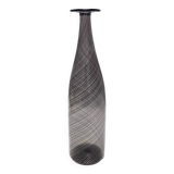 Black Murano Glass Bottle Vase "Mezza Filigrana" by Dino Martens for Aureliano Toso