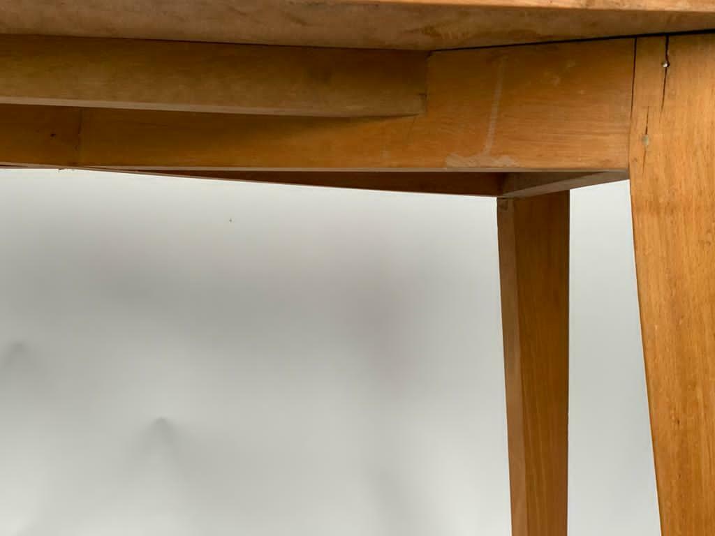 TABLE DE BRIDGE A SYSTEME 1960 CHENE CLEAR GREEN FABRIC