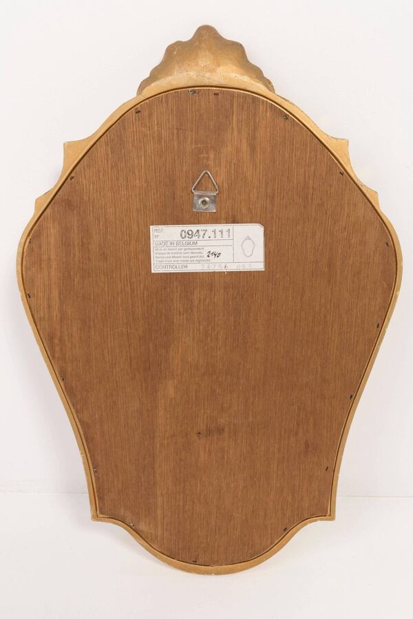 Miroir vintage à cadre doré en bois décoratif, Belgique, années 1960