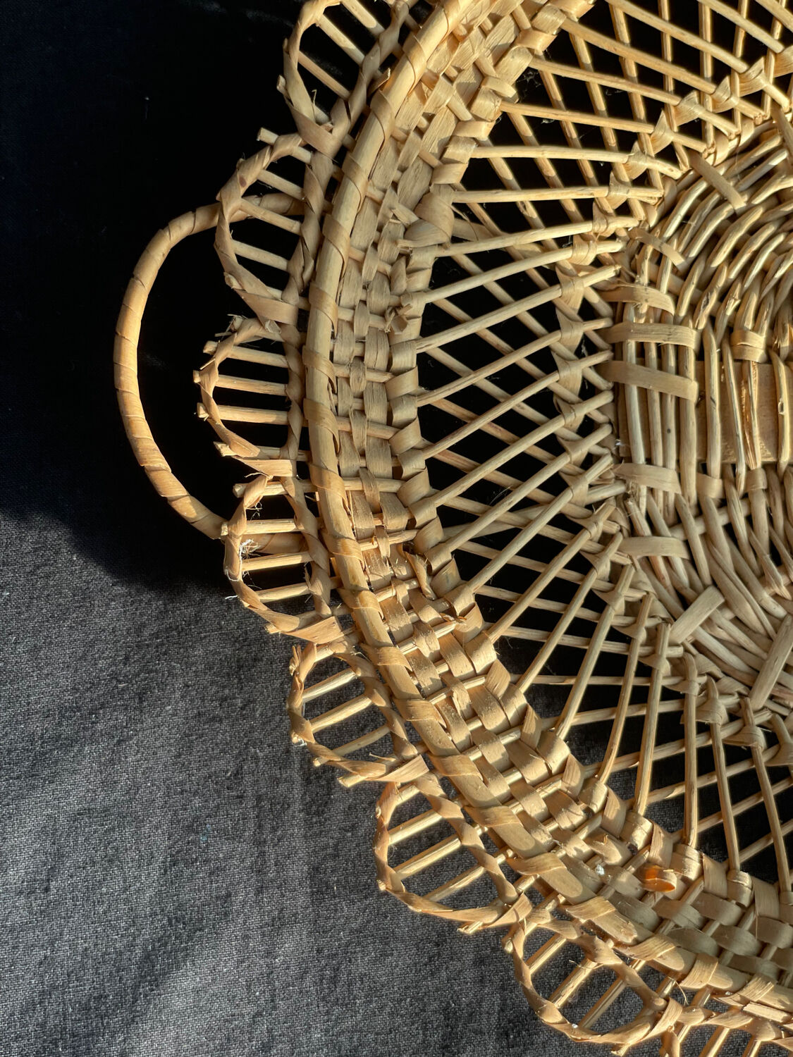 Woven wicker fruit or bread basket 1900