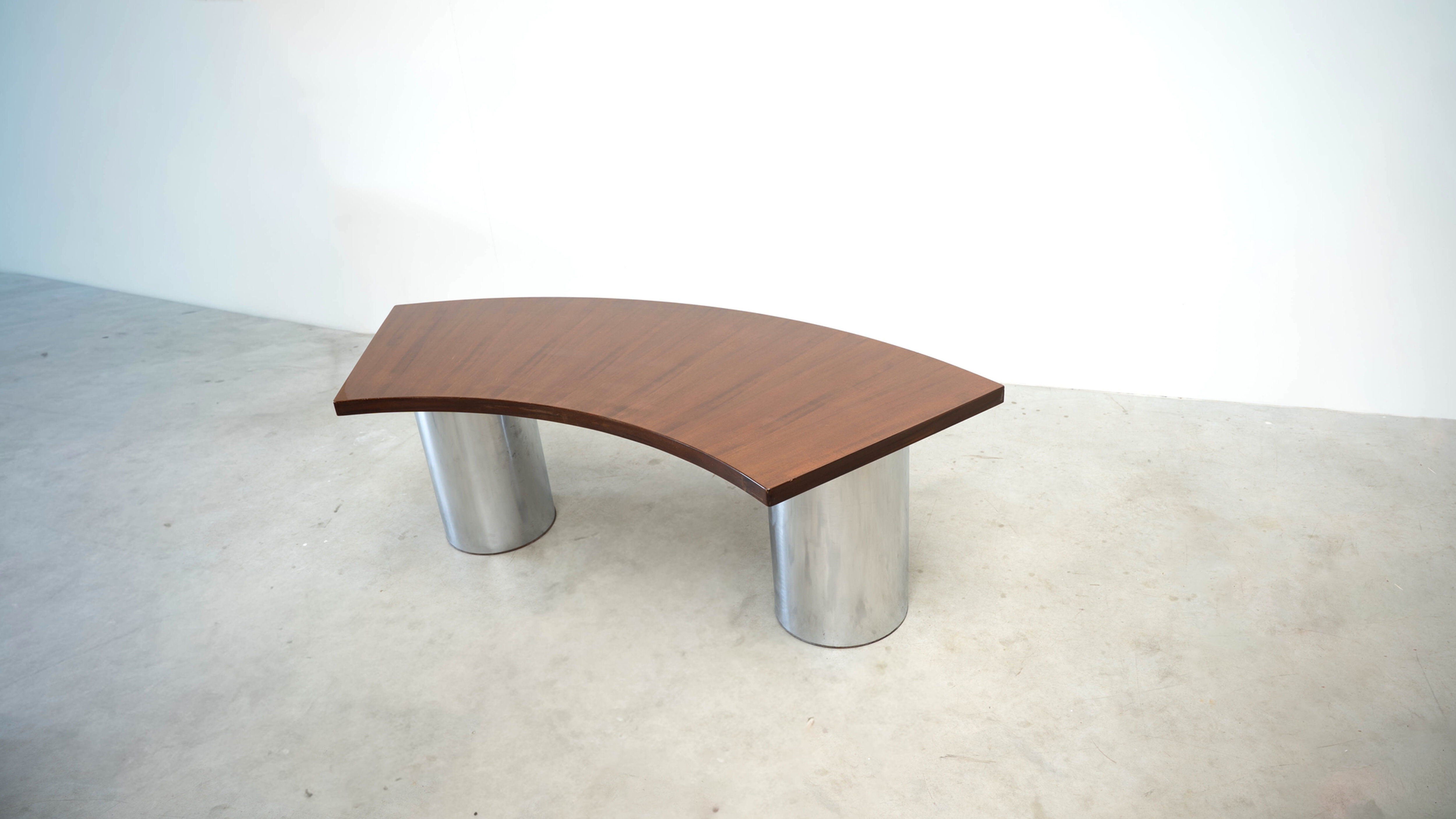Italian walnut and chrome desk