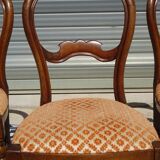 Antique Louis Philippe style chairs in walnut and velvet