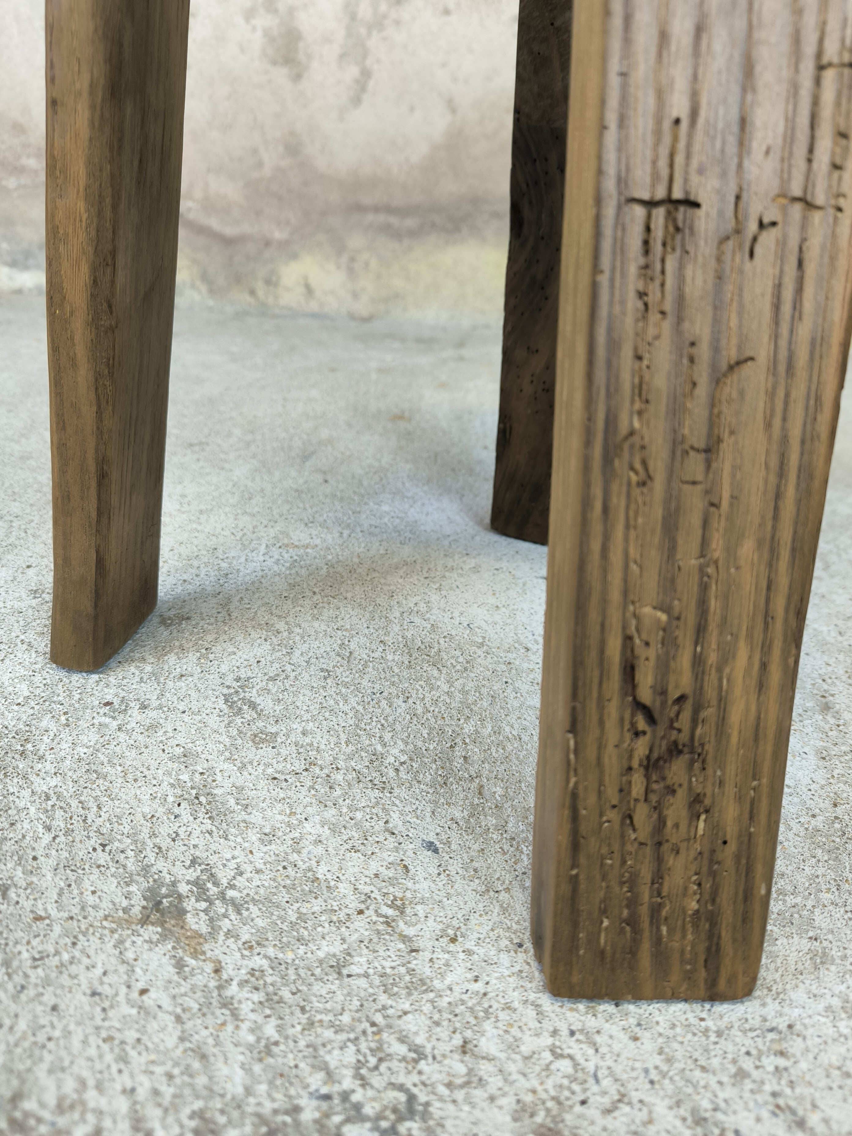 Brutalist wooden tripod stool