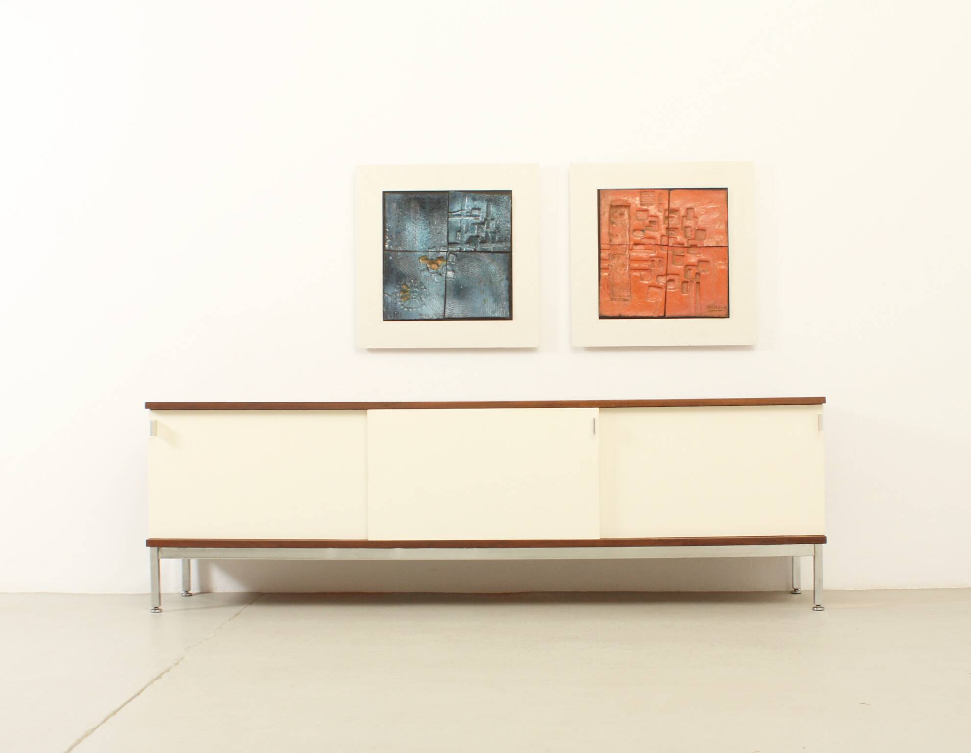 Sideboard of three sliding doors published by Airborne, France, 1960s.