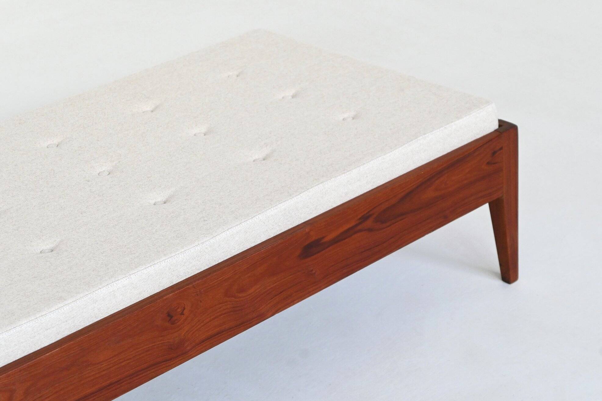 Scandinavian daybed in teak, wool and leather Denmark 1960