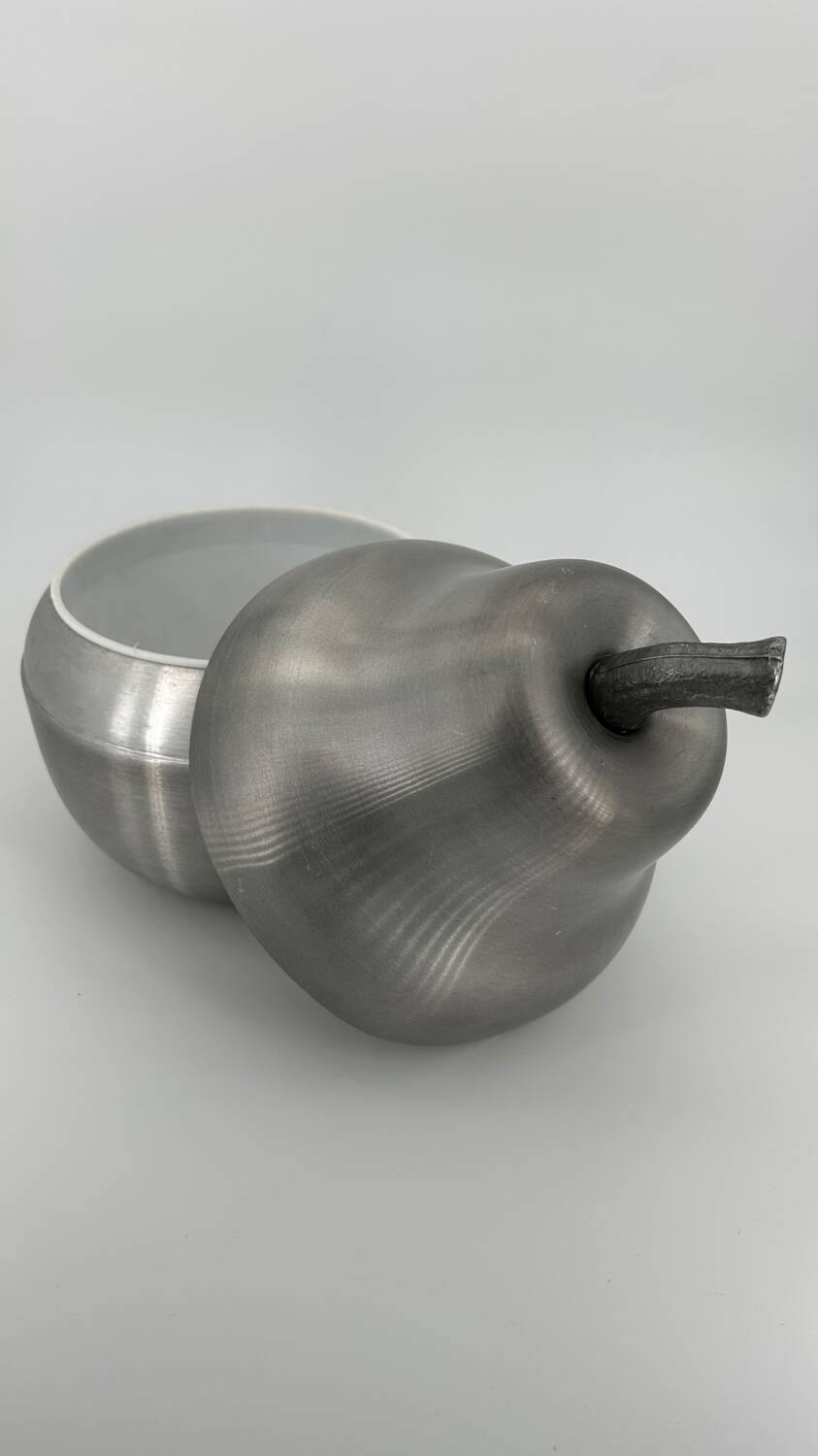 Brushed aluminum pear-shaped ice bucket