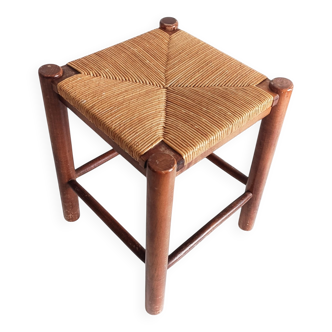 Dordogne Stool by Charlotte Perriand, Woven Straw, France, 1950s