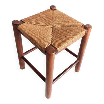 Tabouret Dordogne par Charlotte Perriand, paille tissée, France, années 1950.